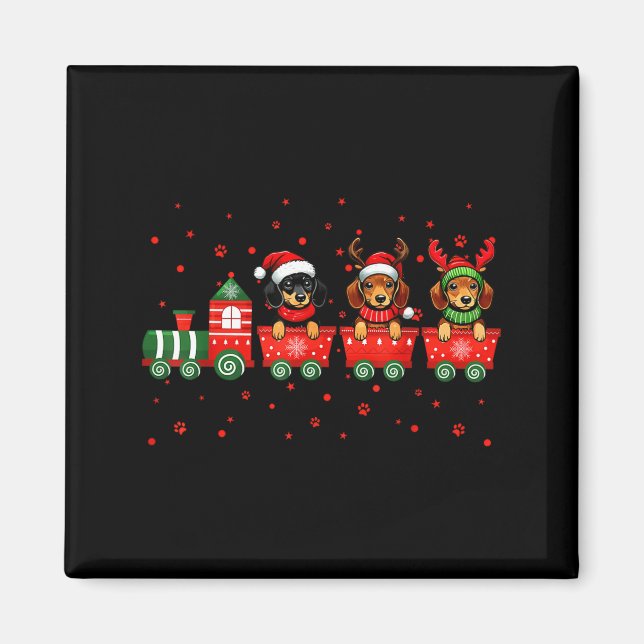 Aimant Dachshund Christmas Dog Lights Santa Xmas Pet Dog  (Devant)