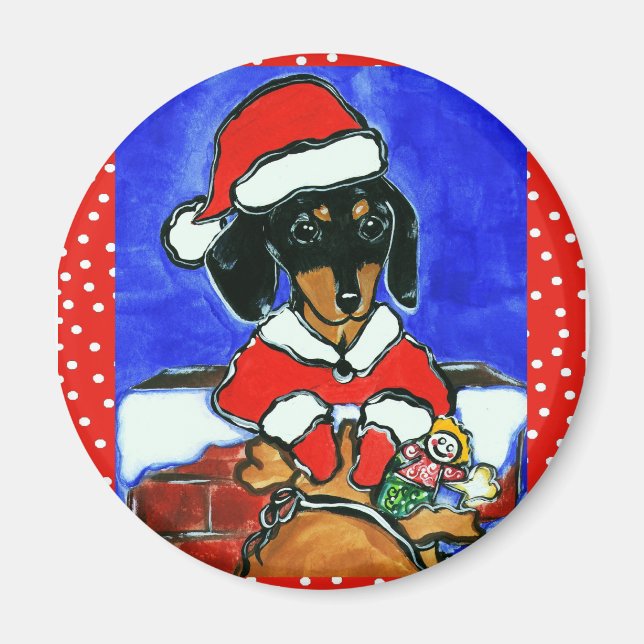 Aimant Dachshund de Noël (Devant)