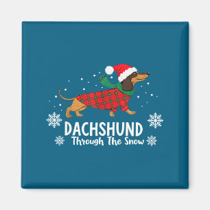 Aimant Dachshund de Noël à travers le chien de Vienne de