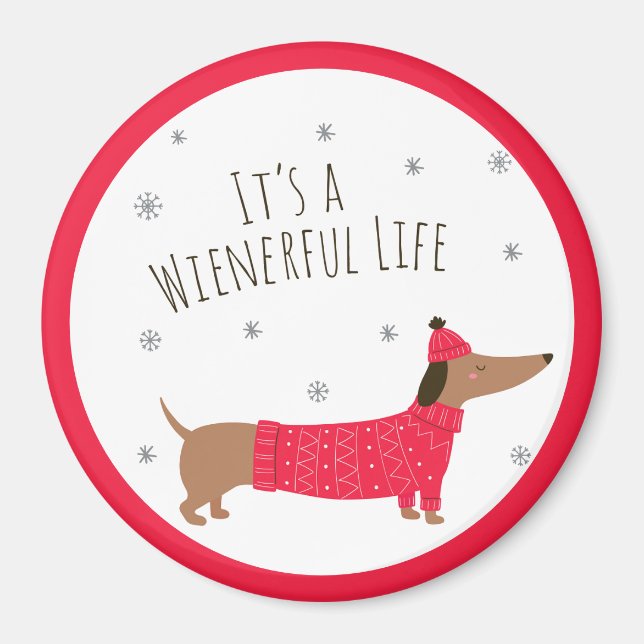 Aimant Dachshund de Noël drôle (Devant)