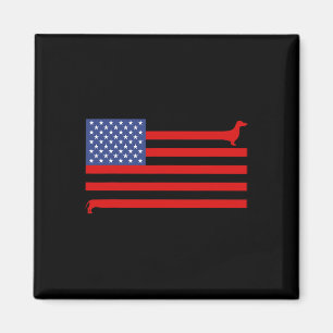 Aimant Dachshund drôle Drapeau Usa 4 juillet Patriotique