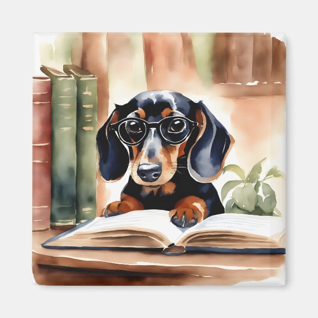 Aimant Dachshund en aquarelle (Devant)