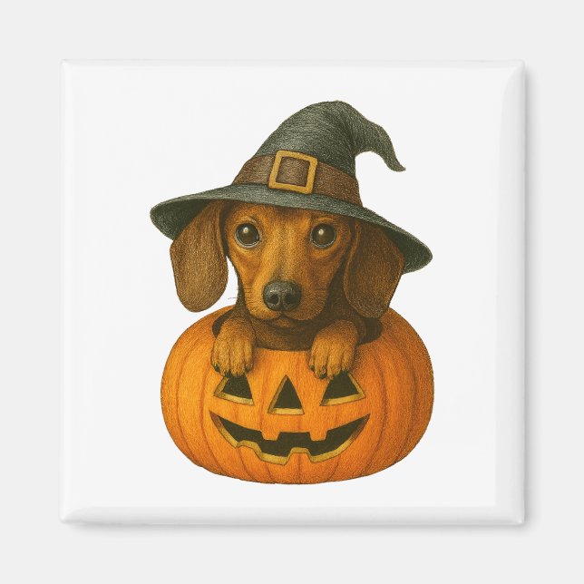 Aimant Dachshund en Citrouille (Devant)
