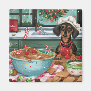 Aimant Dachshund Gîtes : Noël festif