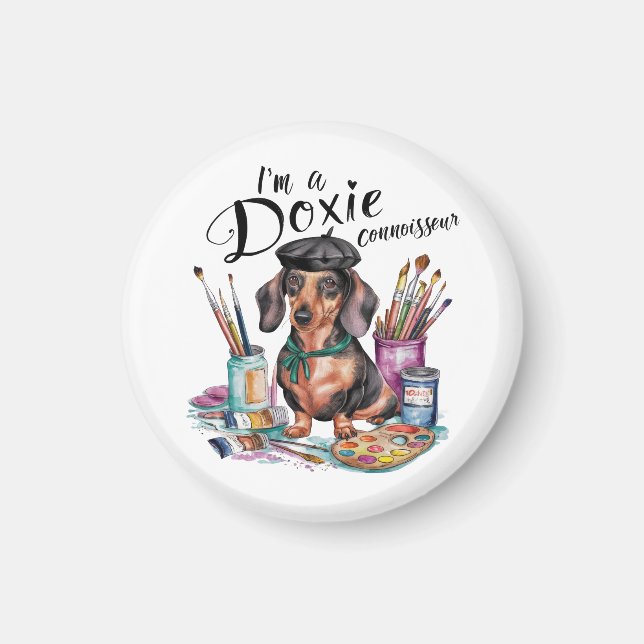Aimant Dachshund Je suis un Doxie Connoisseur (Devant)