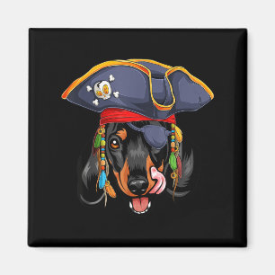Aimant Dachshund noir Pirate Drôle Halloween Chien Wiener