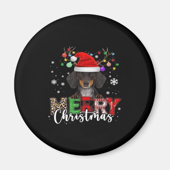 Aimant Dachshund Père Noël Chien Joyeux Noël Surdimension (Devant)