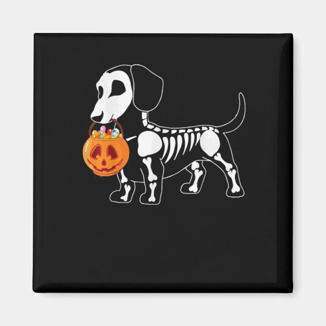 Aimant Dachshund Skeleton Halloween (Devant)