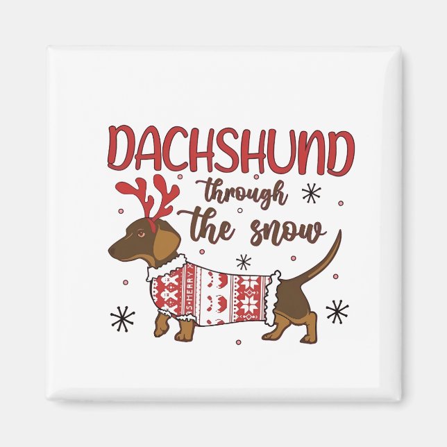 Aimant Dachshund Through The Snow Christmas Dog Lover (Devant)