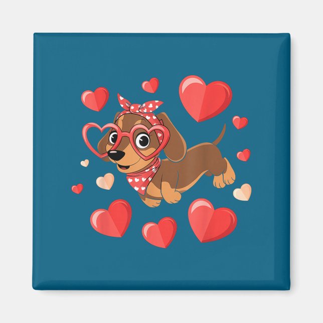 Aimant Dachshund Valentines Day Wiener Dog Lover Weenie H (Devant)