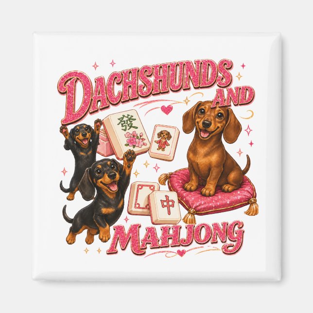 Aimant Dachshunds et Mahjong (Devant)