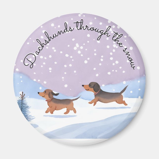 Aimant Dachshunds Neige mignonne Noël Saucisses Chiens Do (Devant)