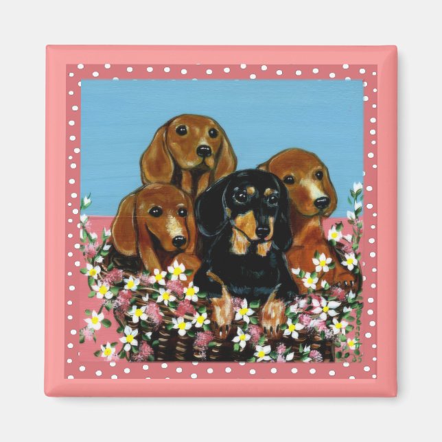 Aimant Dachshunds pour la fête des mères (Devant)