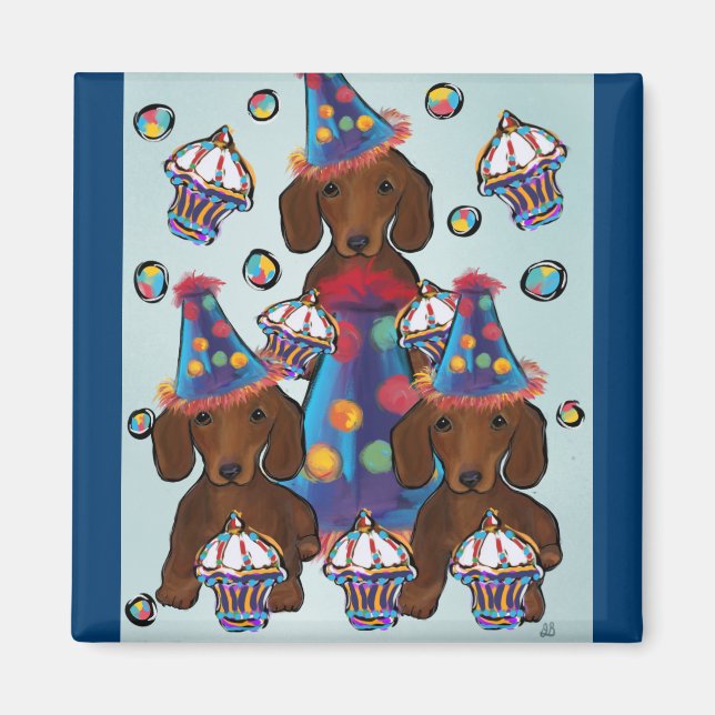 Aimant Dachshunds Rouges (Devant)