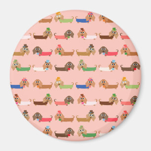 Aimant Dachshunds sur rose
