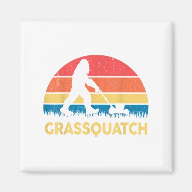 Aimant Dad Lawn Mowing Grquatch Bigfoot Mower Gift Funny  (Devant)