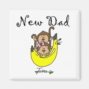 Aimant Dad of Twins Boy and Girl Tshirts and Gifts