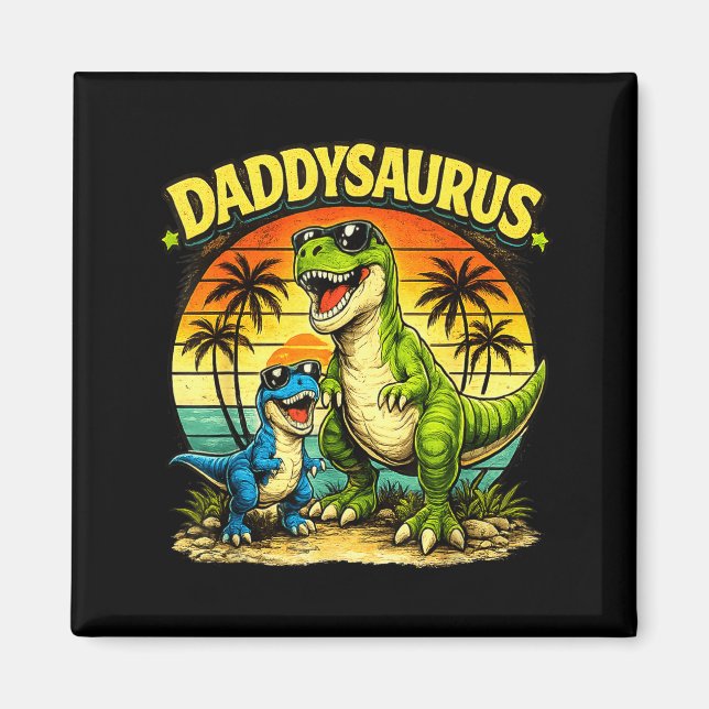 Aimant Daddysaurus drôle papa dinosaure rétro coucher de  (Devant)