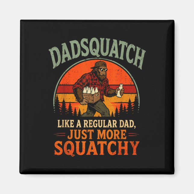 Aimant Dadsquatch rétro bigfoot comme un papa normal plus (Devant)