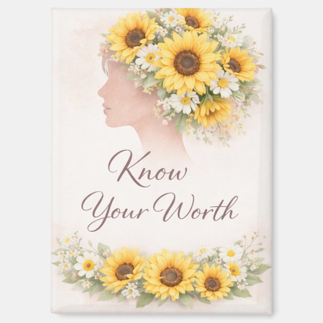 Aimant d'affirmation Tournesol Connaissez Votre Va (Recto)