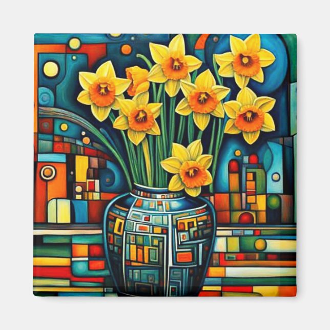 Aimant Daffodiques dans le vase (Devant)