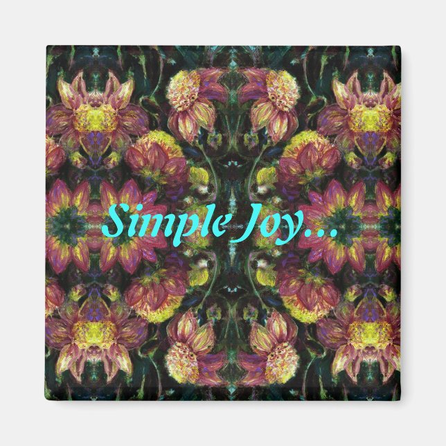 Aimant Dahlias jaunes et roses (Devant)