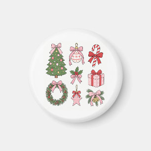 Aimant Dainty Pink Coquette Bow Christmas Tree Tee