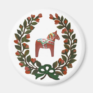 Aimant Dala Horse Wreath Suède Noël