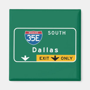 Aimant Dallas, panneau routier de TX