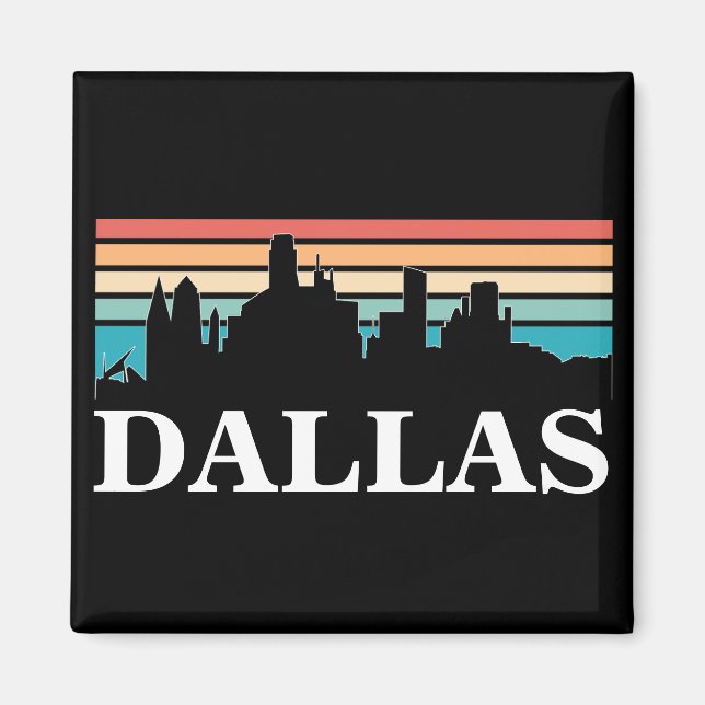 Aimant Dallas Texas Vintage Sunset Cityscape (Devant)
