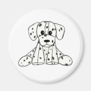 Aimant Dalmatian stuffed dog drawing outline simple black