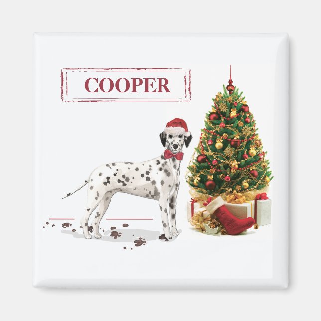 Aimant Dalmatien de Noël drôle et arbre (Devant)