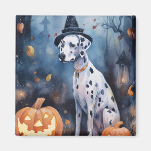 Aimant Dalmatien d'Halloween avec citrouilles effrayant
