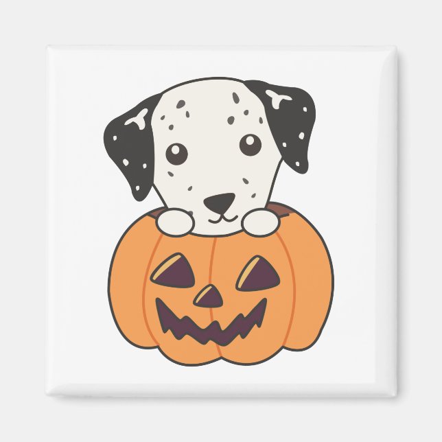 Aimant Dalmatien En Chiens Doux Citrouille Heureux Hallow (Devant)