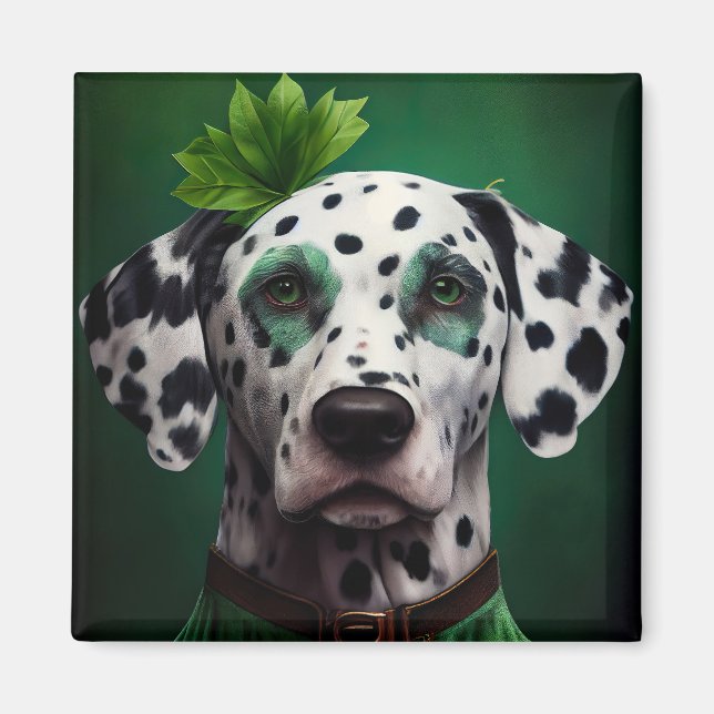 Aimant Dalmatien en tenue de la Saint-Patrick (Devant)