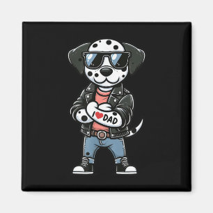 Aimant Dalmatien I Love Papa Drôle Chien Tattoo