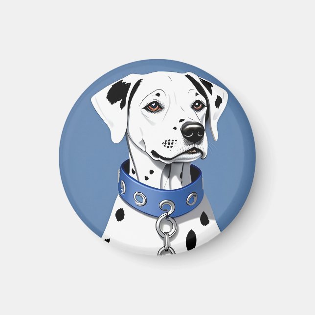 Aimant Dalmatien portant un collier bleu (Devant)