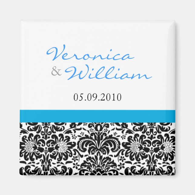 Aimant Damas Accent Bleu Enregistrer l'aimant Date (Devant)