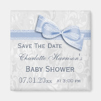 Damas Blanches & Baby shower Bleu Bow Enregistrer