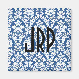 Aimant Damas bleu monogramme