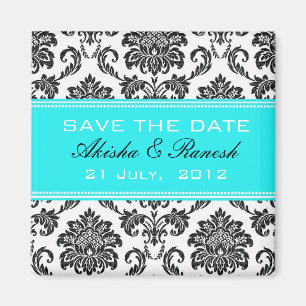 Aimant Damas Enregistrer le Mariage de date Faire-part