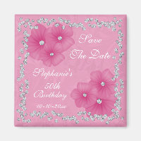 Damas et fleurs roses 50e anniversaire