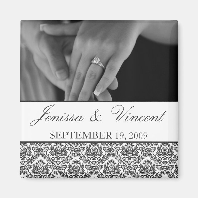 Aimant Damas noir & blanc Enregistrer l'aimant Date (Devant)