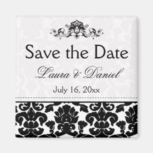 Aimant Damas noir et blanc Enregistrer l'aimant Date