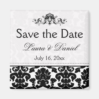 Aimant Damas noir et blanc Enregistrer l'aimant Date