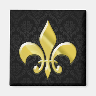 Aimant Damas noir/or Fleur de Lis