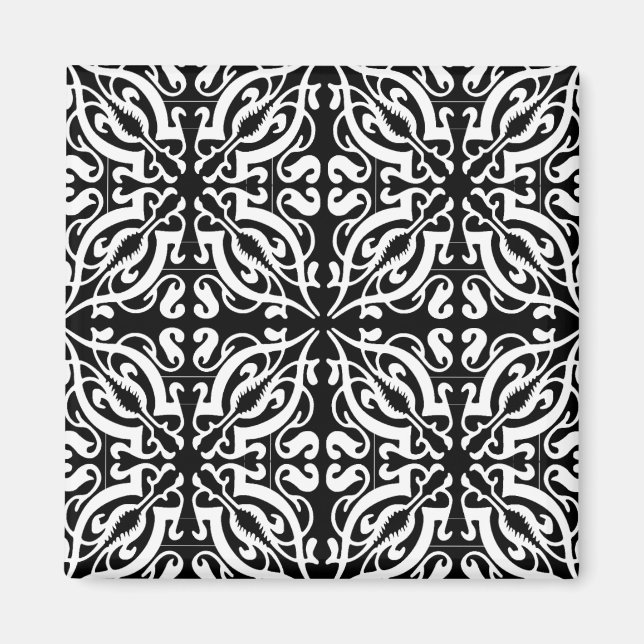 Aimant Damask 1 (noir et blanc) (Devant)