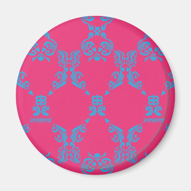 Aimant Damask Aqua-Magenta (Devant)
