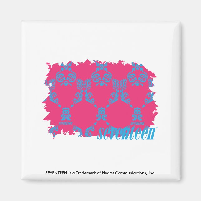 Aimant Damask Aqua-Magenta 3 (Devant)