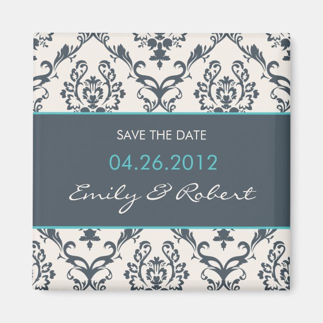 Aimant Damask enregistrer l'aimant de mariage de date (Devant)